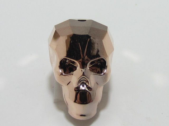 1pc. 13mm SKULL ROSE GOLD 2X BEAD European Rhinestones